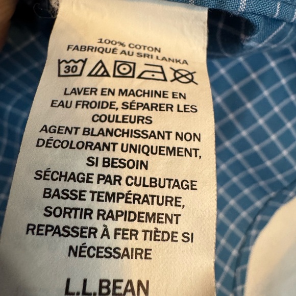 L.L. Bean Traditional Fit Button-Down Shirt Blue Windowpane Check – XL - Picture 3 of 4